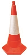 One-Piece Sand-Weighted Traffic Cone With Reflective Sleeve - 750mm