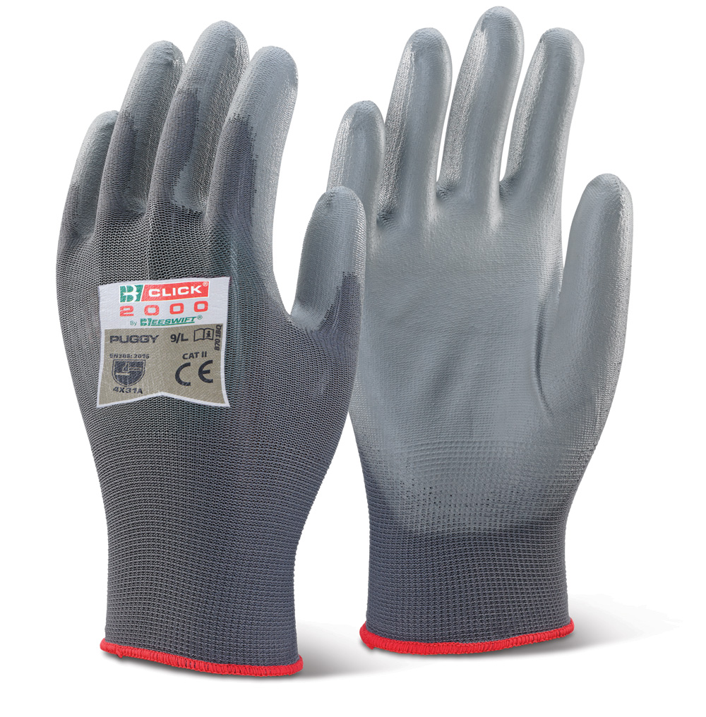 Click 2000 Pu Coated Gloves Grey Size 10