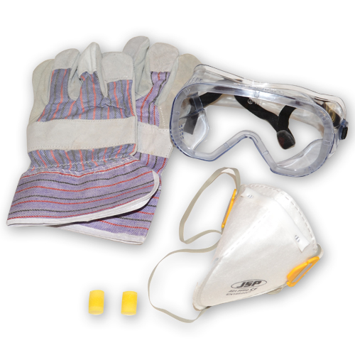 PPE Pack 3: Safety Goggles, Ear Plugs, PU Gloves