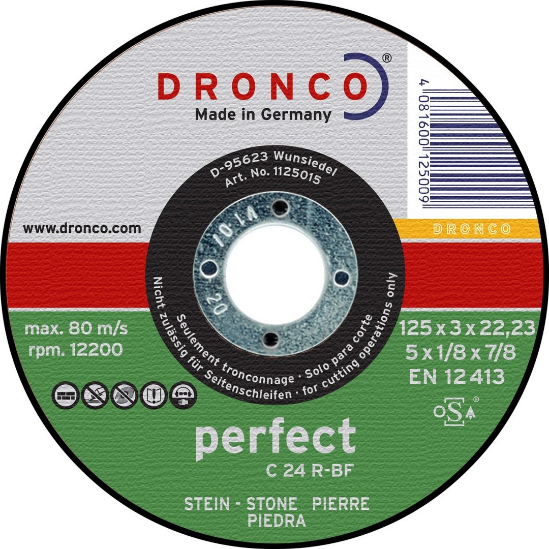 Dronco Stone Cutting Disc Flat - 115 x 3 x 22.23mm